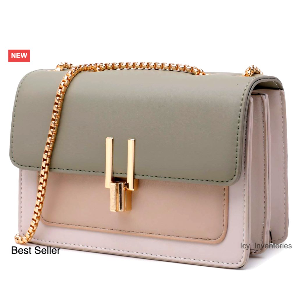 Faux Leather Crossbody Bag With Turn Lock Closure Medium Size